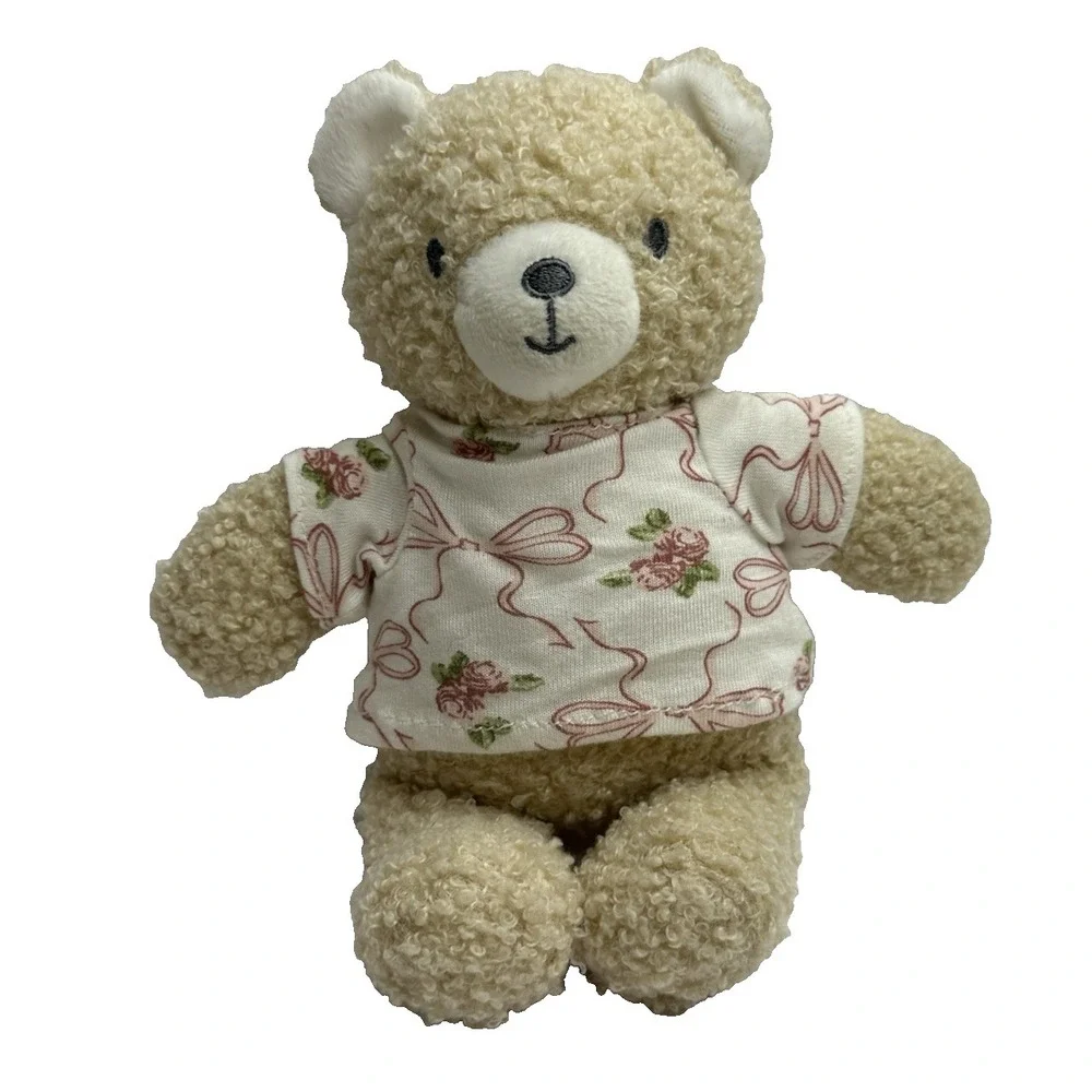 Cozy‎ Couture Baby Teddy Bear Plush Pink Ribbon Flower Shirt Stuffed Animal